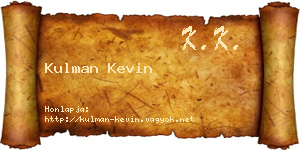 Kulman Kevin névjegykártya